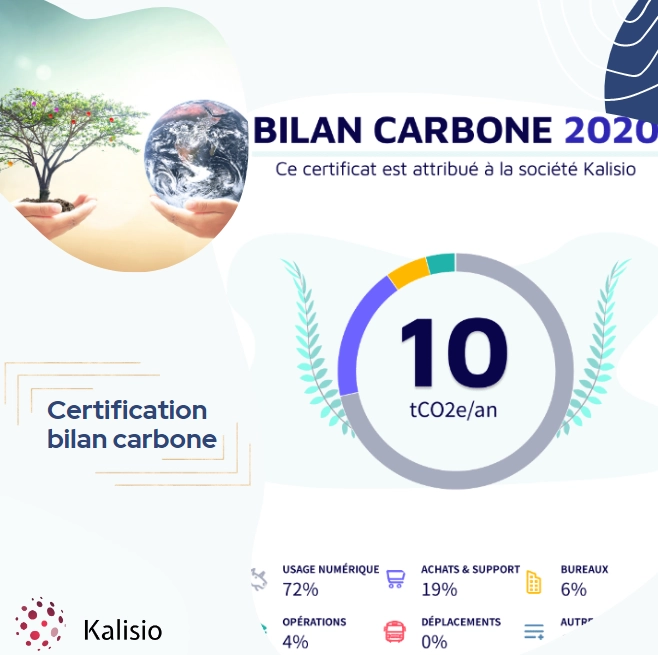 Image du certification du bilan carbone 2020 pour Kalisio