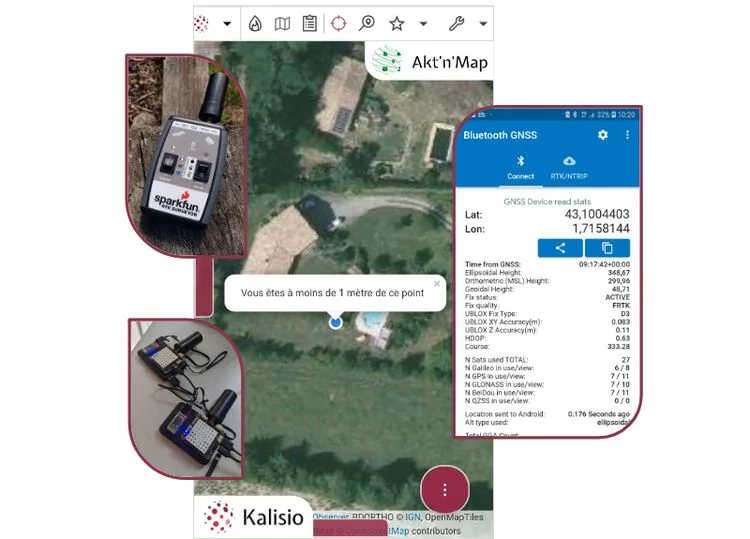 Screenshot de la précision au cm de Akt'n'map