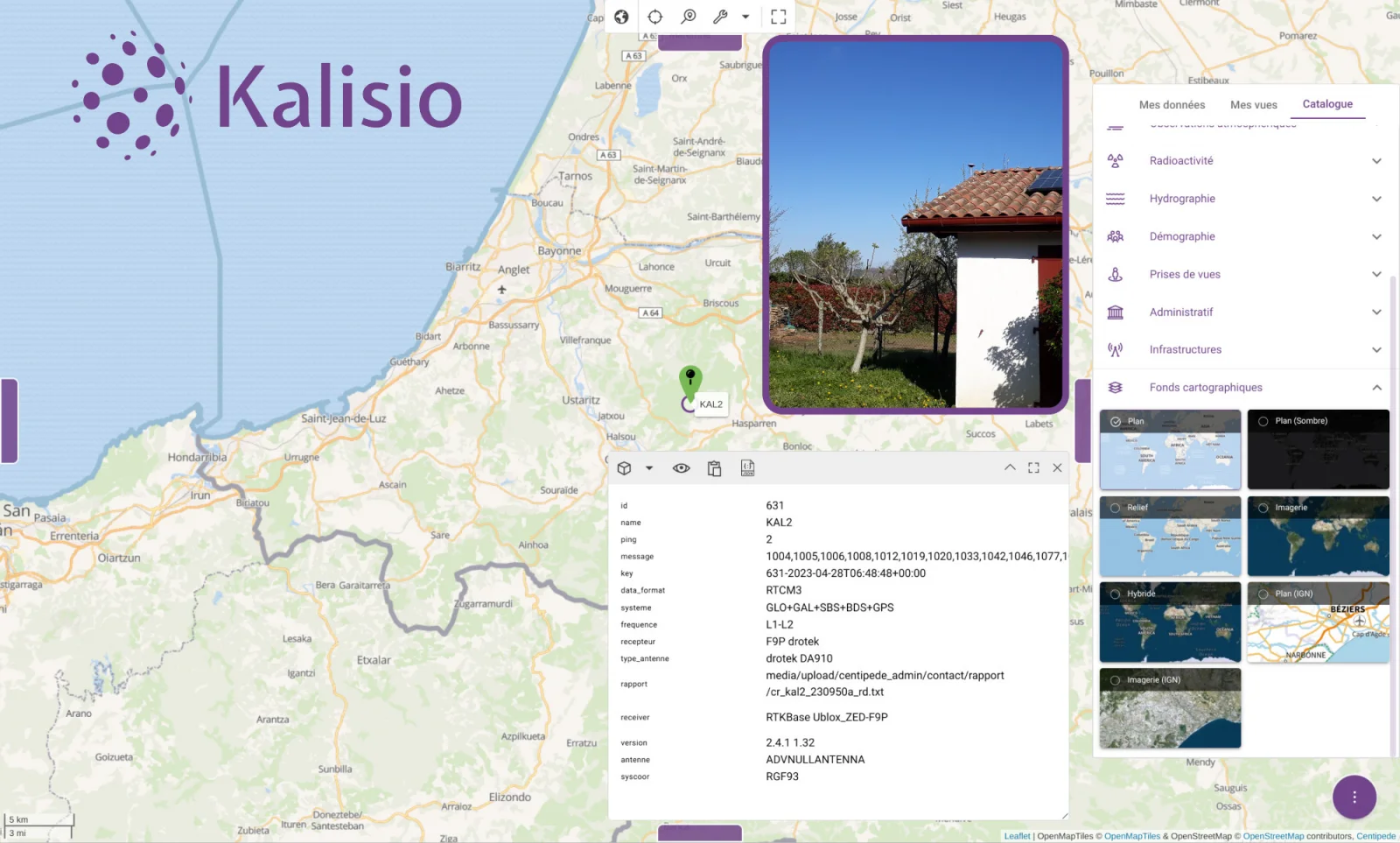 Screenshot de la venu de KAL2 dans la base RTK KAL1
